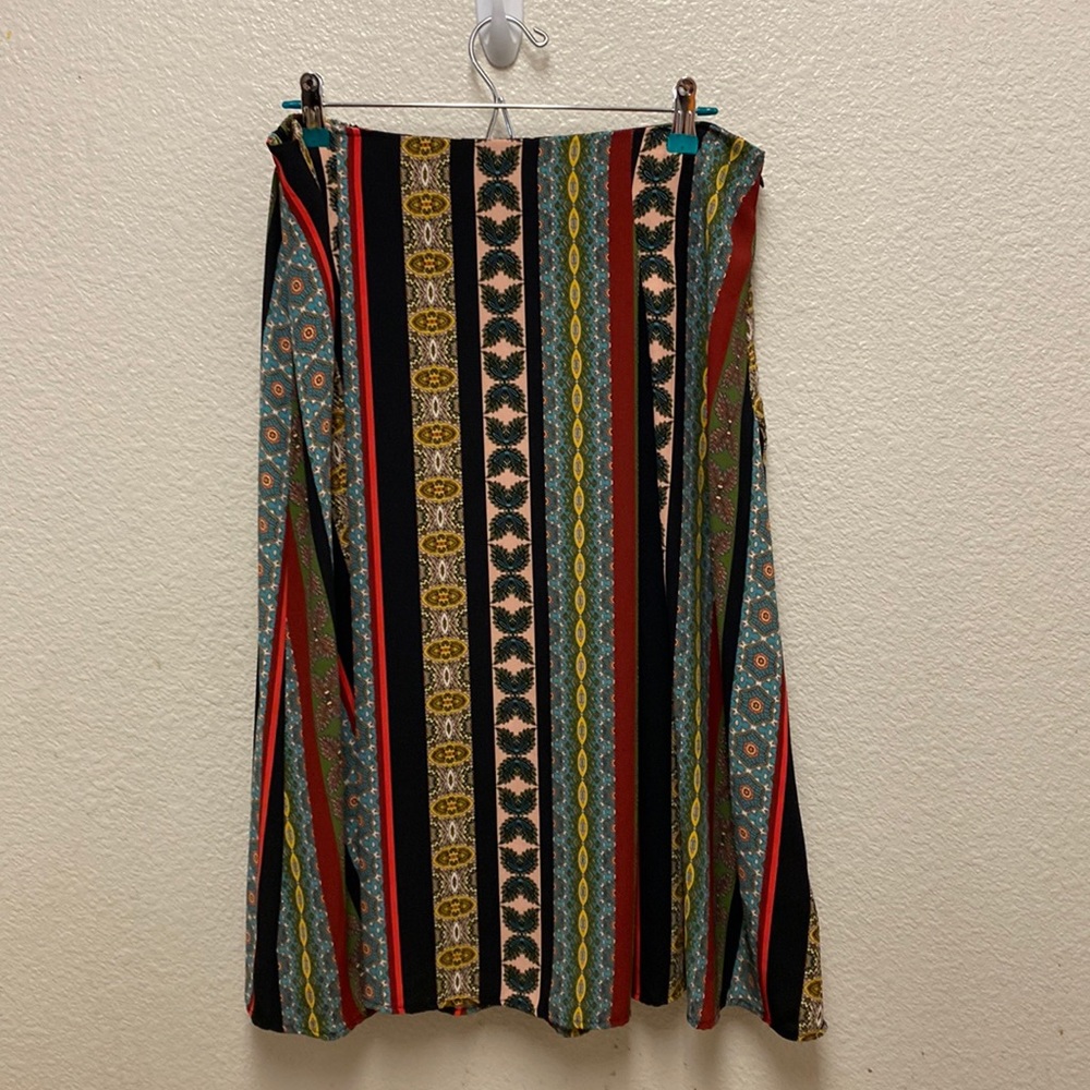 Anthropologie Eri + Ali Scarf Printed A-Line Skirt XL